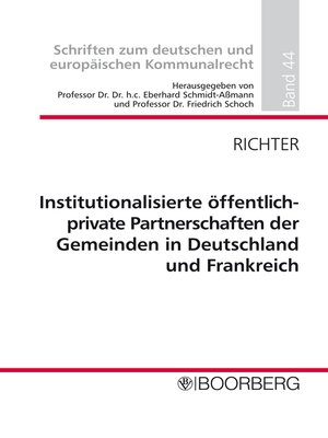 cover image of Institutionalisierte öffentlich-private Partnerschaften der Gemeinden in Deutschland und Frankreich